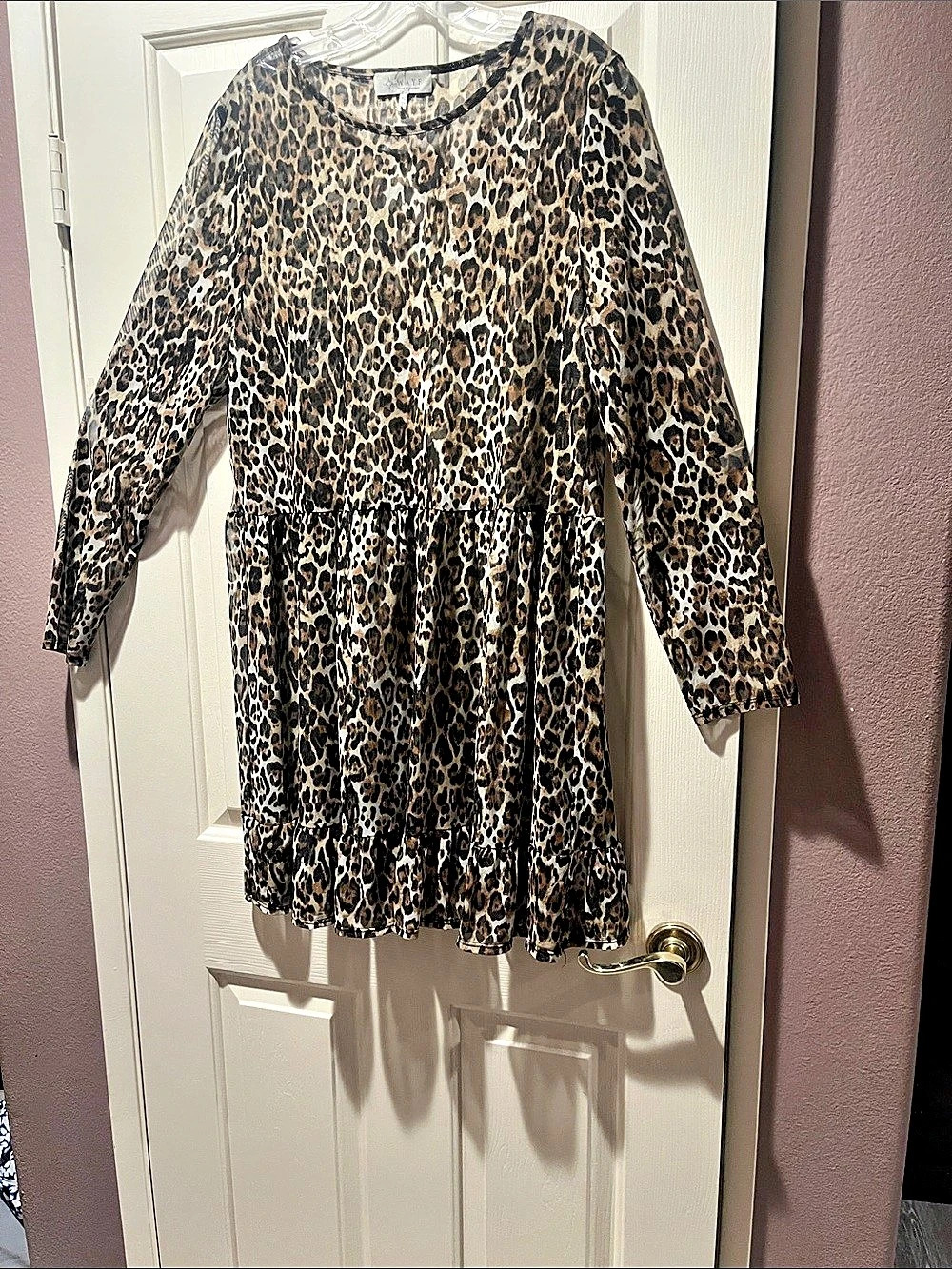 WAYF Leopard Print Mini Dress Brown & Black XL